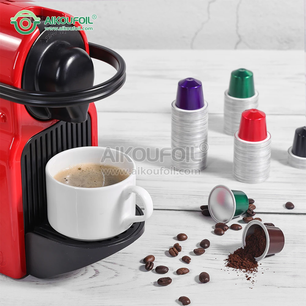 Custom Logo On Lid Aluminum Nespresso Coffee Capsule Tea Empty Capsules  Color Foils Aluminium Coffee Capsule