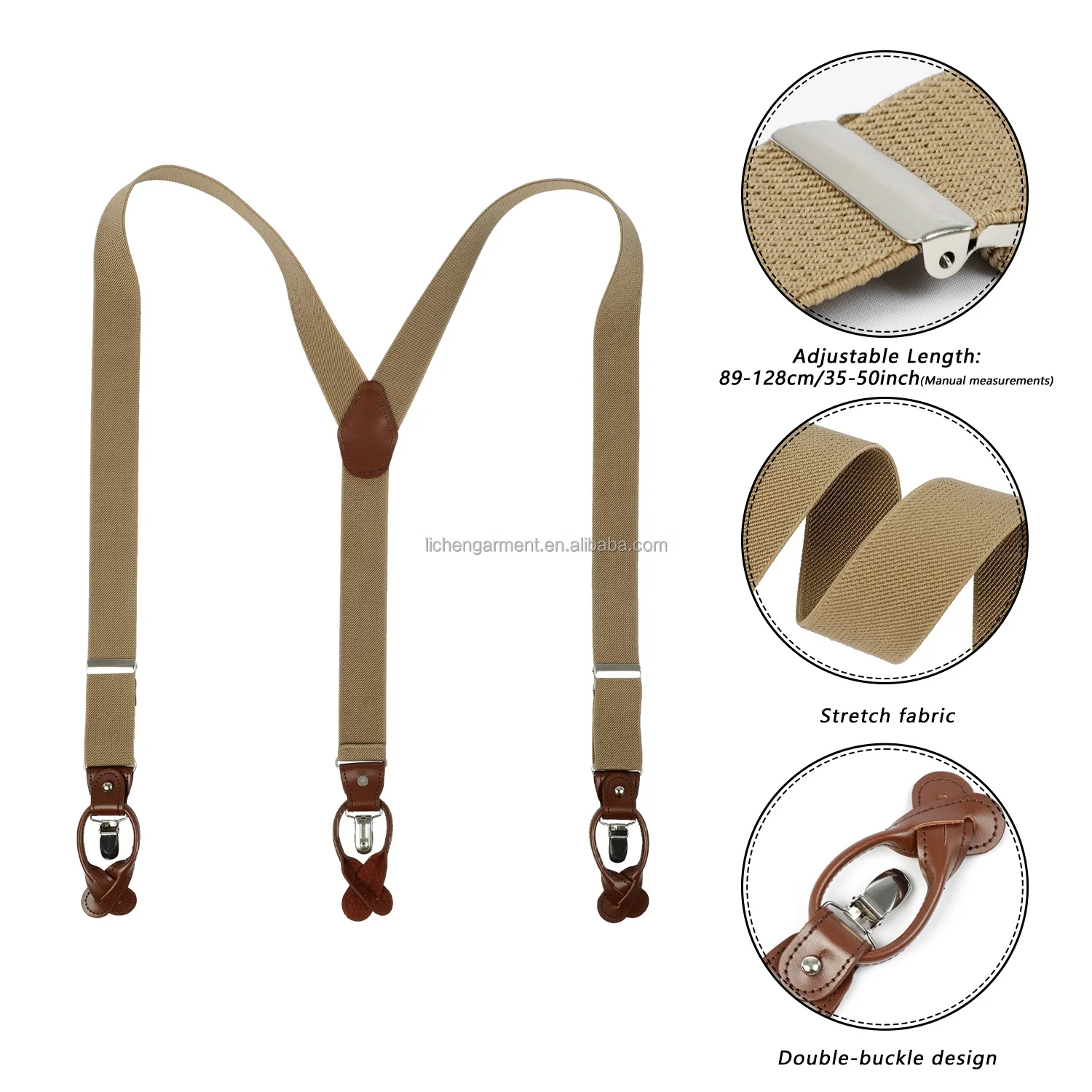 Factory Direct Sale 2024 Vintage Boys Suspender Solid Braces Y Shape Leather Suspenders for Men