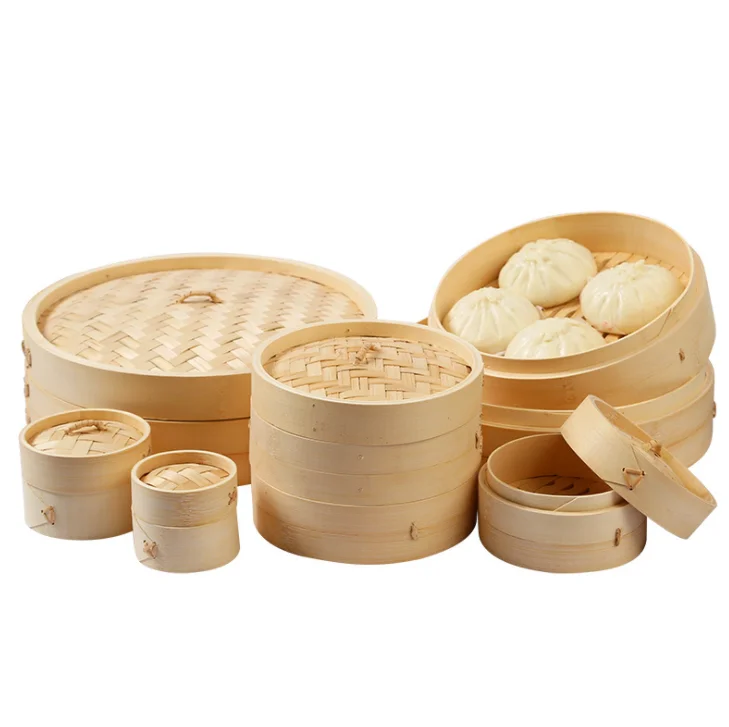 Мини антипригарным dumplkng 2 яруса 10 см Dimsum китайская маленькая Бамбуковая решетка для варки пароварки корзины набор Булочки с