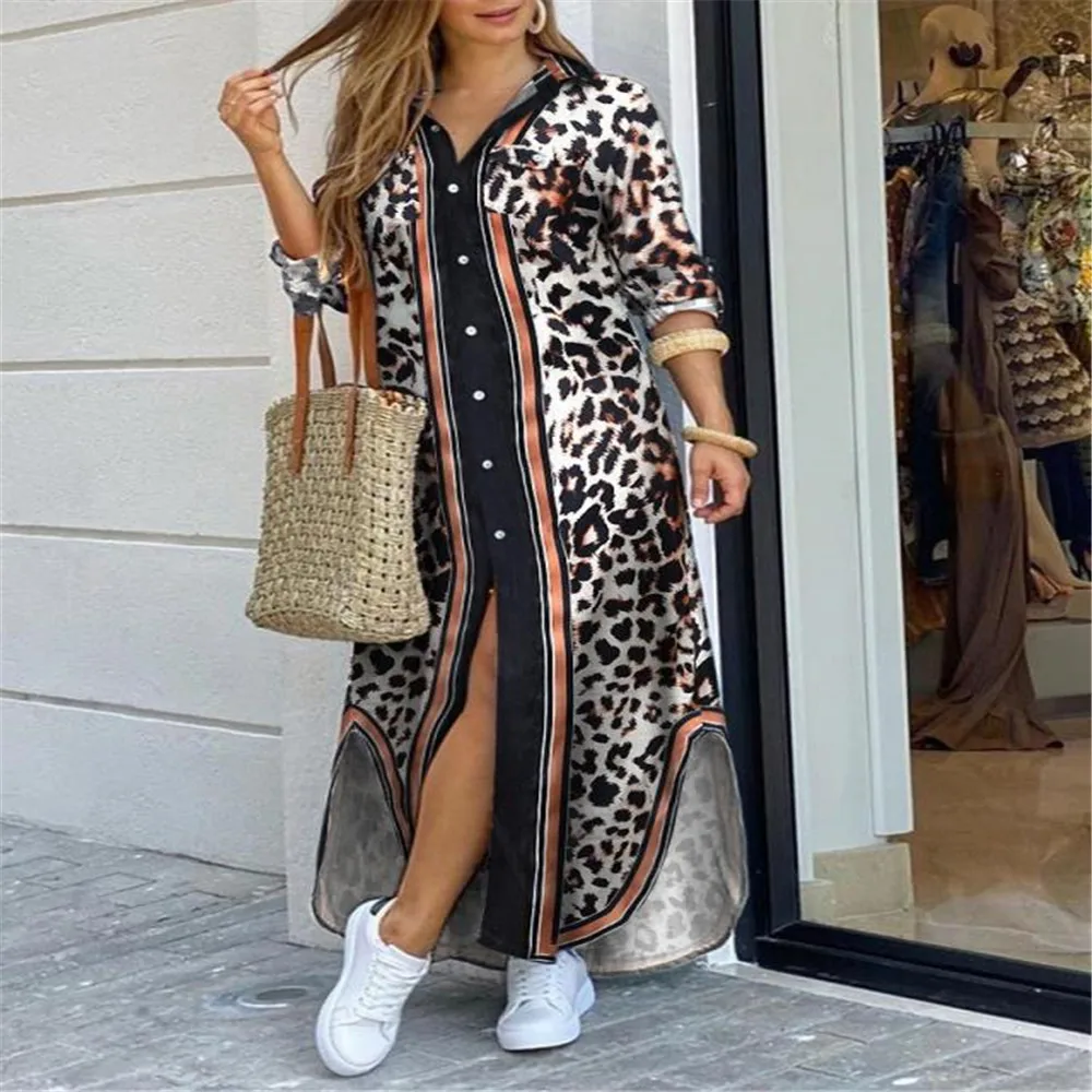 V-neck Holiday Beach Dresses New Fashion Long Sleeves Casual Dress