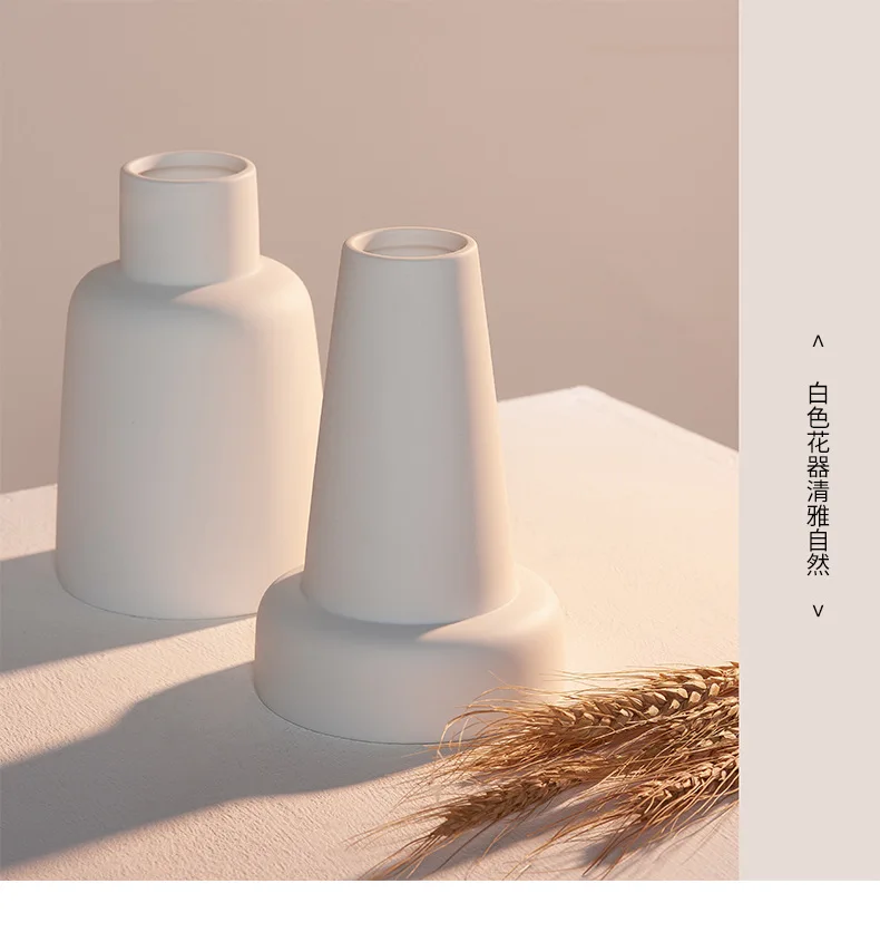Creative White Art Ceramic Dry Flower Vase Nordic Decoration Office Table Ceramic Crafts