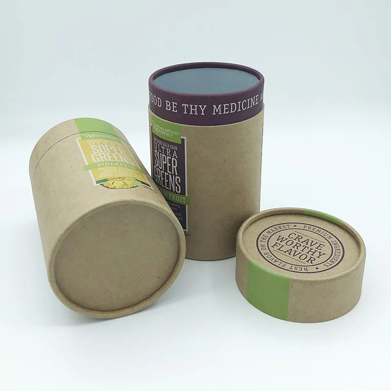 Custom eco friendly carton cylinder kraft paper round box empty biodegradable craft cardboard boxes packaging tubes