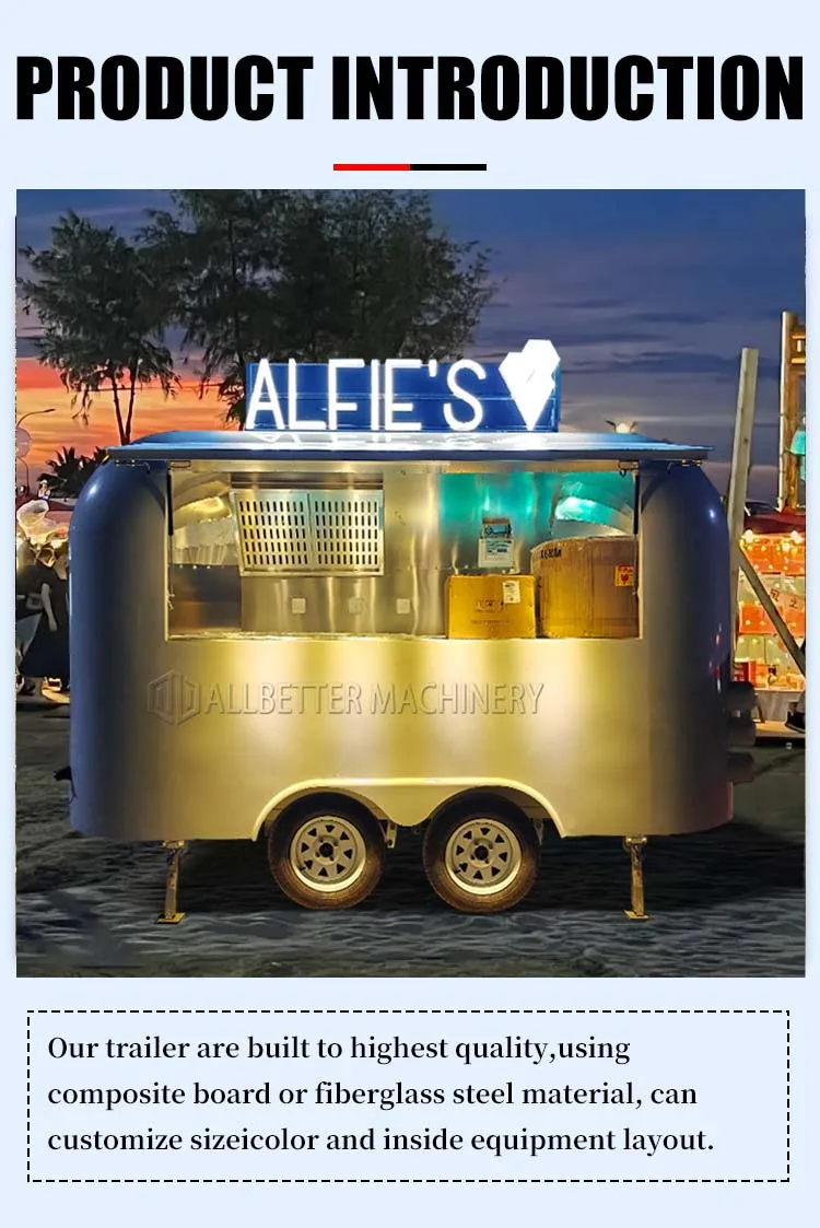 Custom Icecream Crepe Coffee Waffle cake Trailer With Full Kitchen Equipped New Design Mobile Fast Food Truck