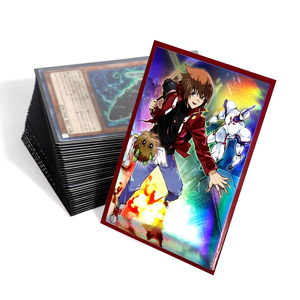 NEW!!! Holographic 62X89 Rainbow Effects Custom Yugioh Sleeves Supported by Heat Seal Made Laminated Bopp Plastic Material