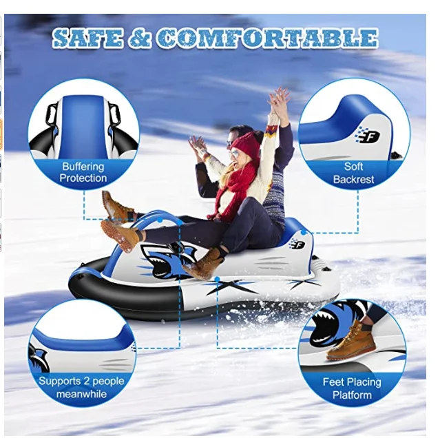 Inflatable snow tube ,Heavy Duty Sleds for Snow Made by Rubber Material, Snowmobile Sled Equipped with Sturdy Handles