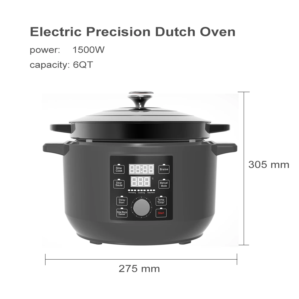 Multifunctional Slow Cooker Dutch Oven 6L