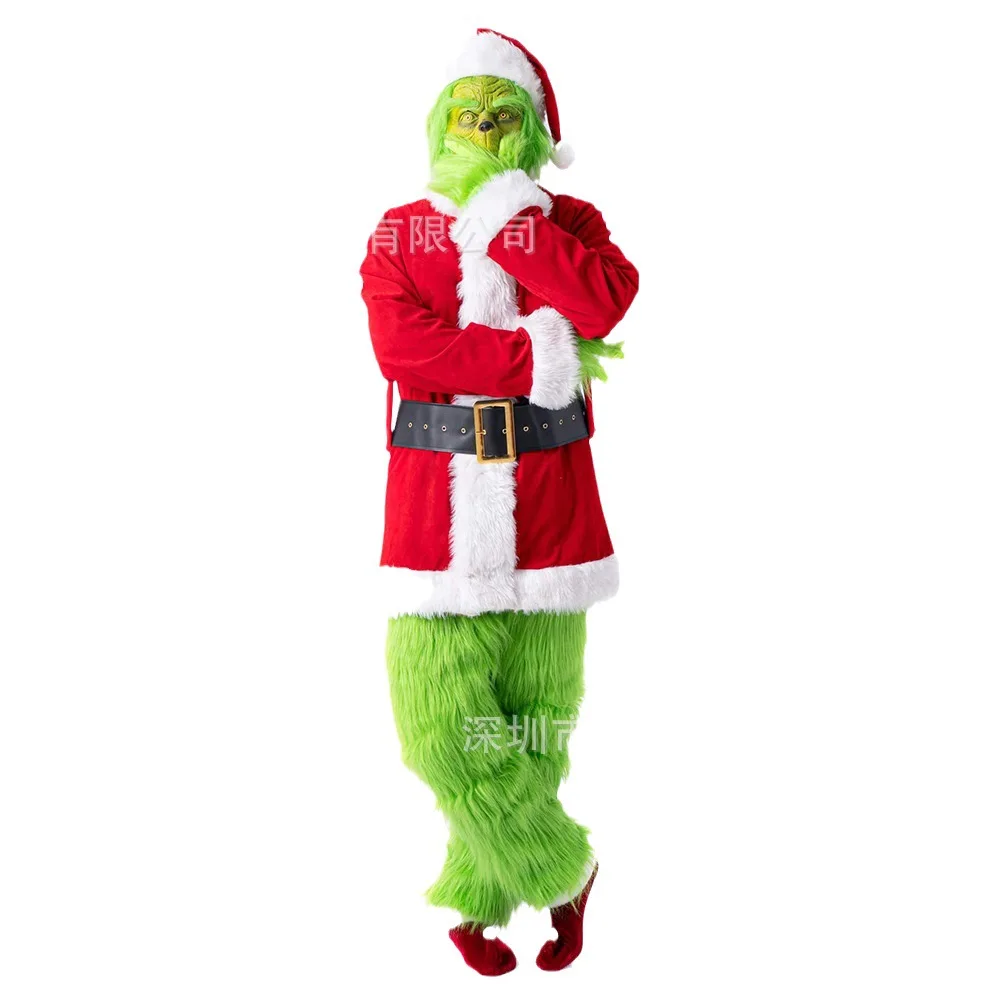 NEW Hot Selling Cheap Party Plastic Manufacturer Funny Halloween Face Mask Latex The Green Haired Grinch