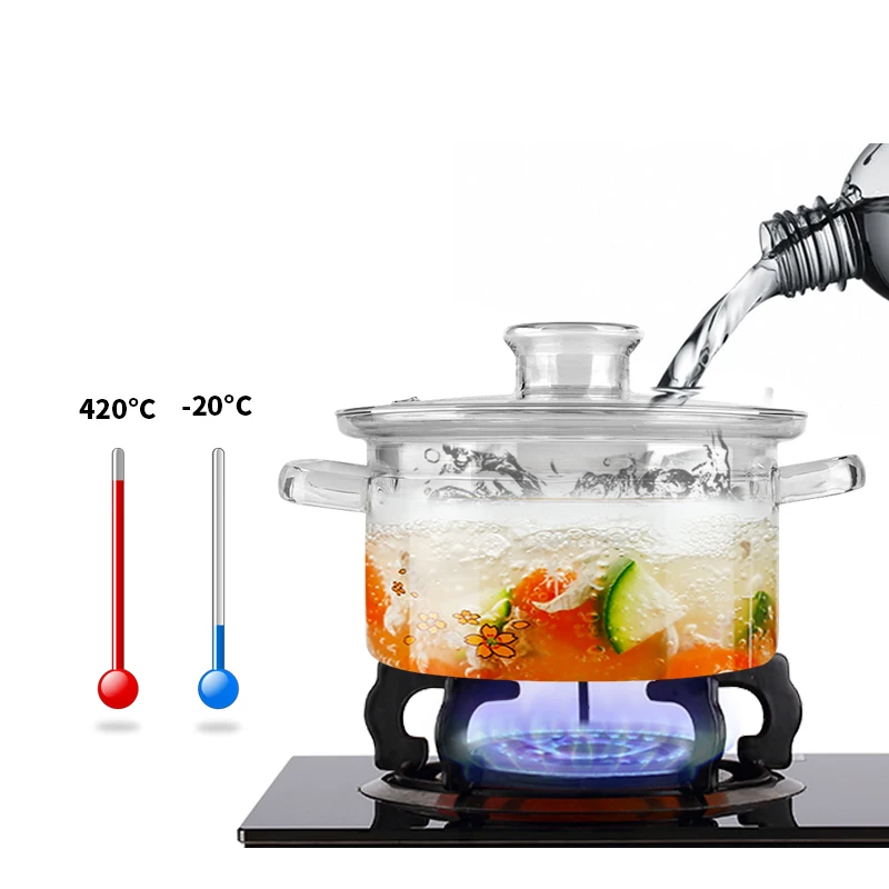 wholesale clear high borosilicate heat resistant pyrex glass cooking pot