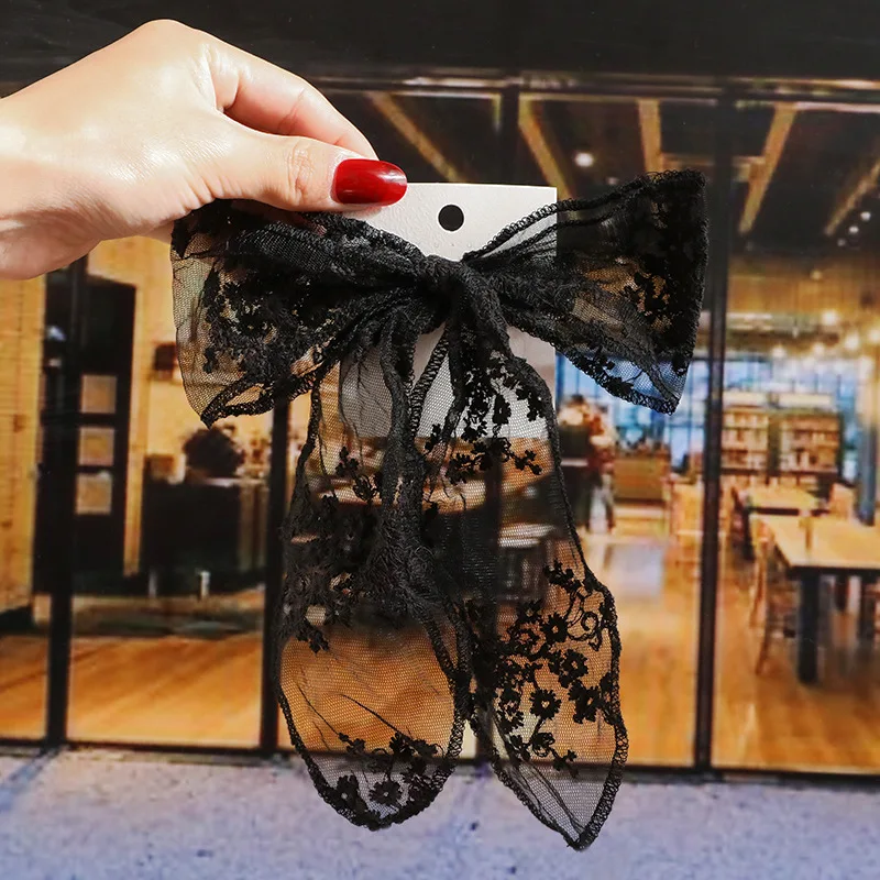 Large Bows for Girls Hair Big Bow Clip Scarf French Barrette with Long Silky Satin Ribbon Bowknot  Women Barrette Accessories