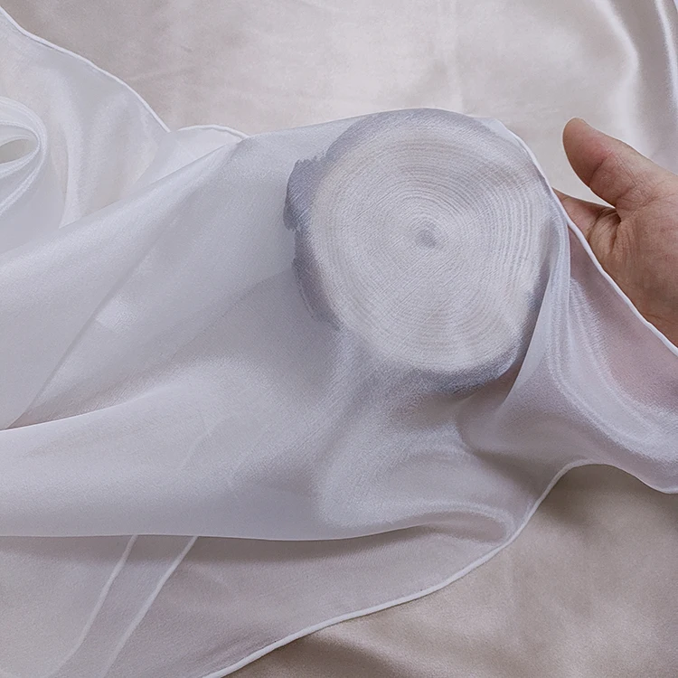 Wholesale White 5mm white Silk Habotai Square Scarf with Hand Roll Hem