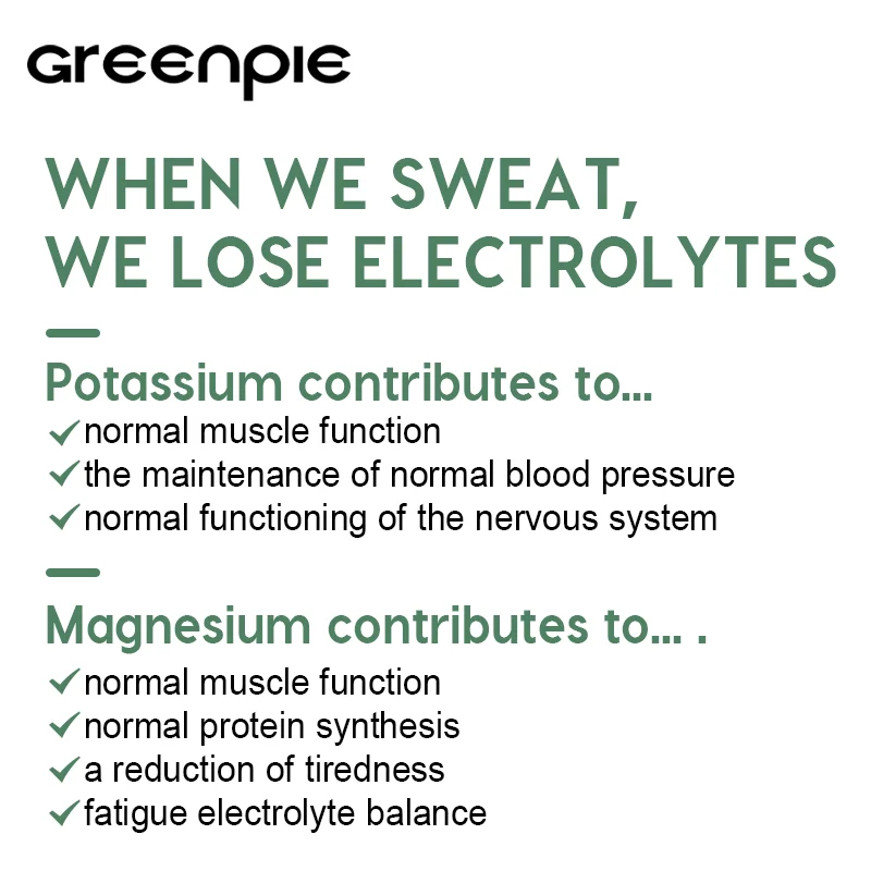 Greenpie Customization Magnesium Potassium Hydration Drink Mix Electrolytes Powder for Boost Endurance Fatigue Supplement