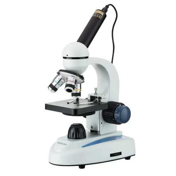 AmScope 40X-1000X Biology Science Metal Glass Student Microscope with 3MP Digital Camera