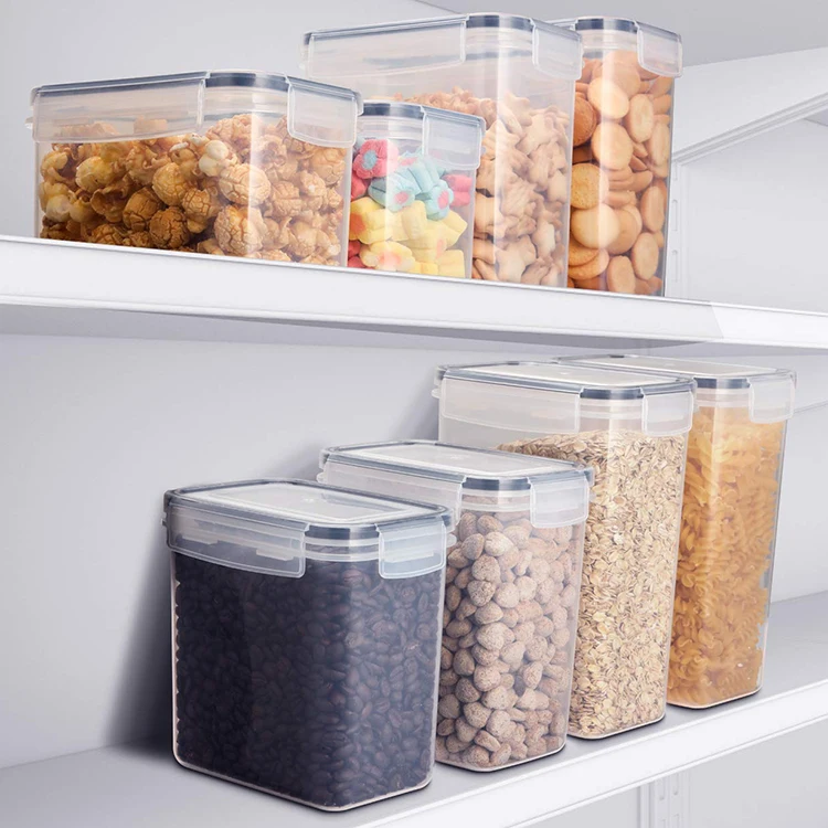 8pcs PP Food Storage Containers Set Kitchen Storage Containers for Flour Sugar and Cereal Plastic Dry Airtight Food Canisters