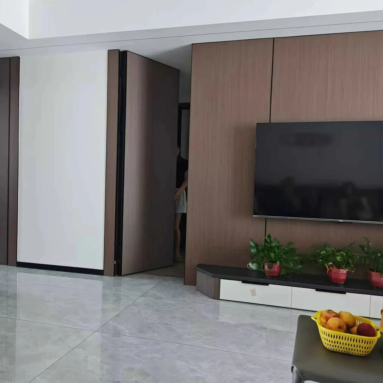 Swing-Open Chinese Style Frameless Door with Aluminum Alloy and Wooden Panel PVC Invisibal Flush Mounted Same Color as Wall