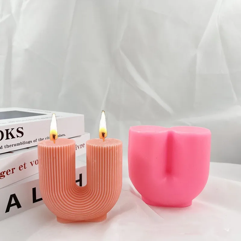 U Shape Resin Molds for Aromatherapy Candles DIY Casting Epoxy Mold for Soap,Candle, Chocolate, Plaster or Art Festive Crafts