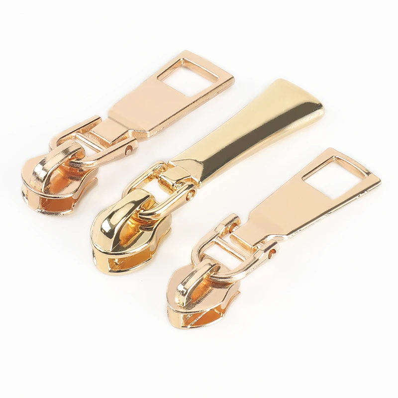 OCO Metal zipper head wholesale hanging light gold long brand 3# 5# 7# slider for clothing luggage slider