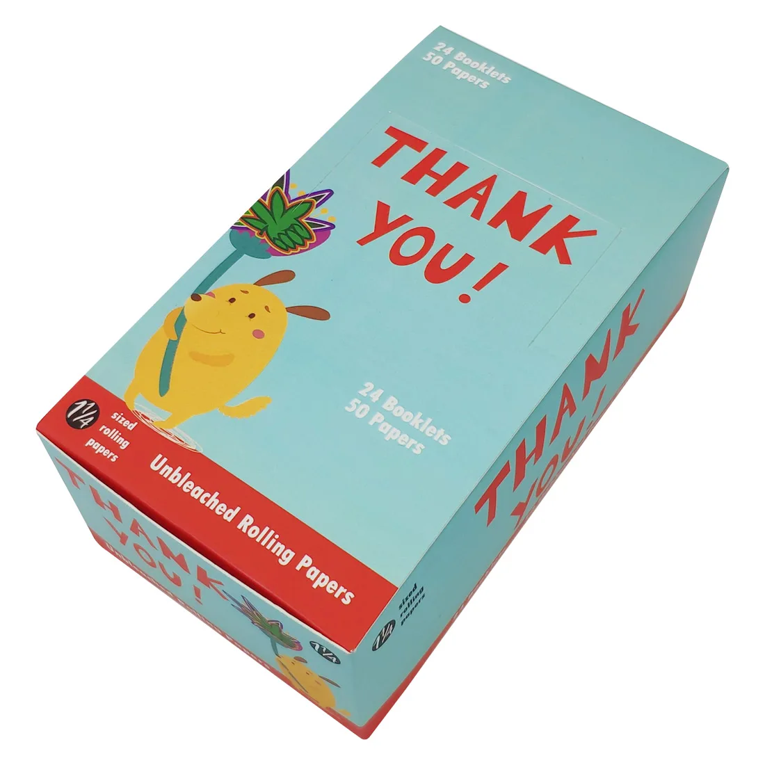 Custom Logo HP110 Thank You 1 1/4 size Double Window Unbleached Brown Smoking  Rolling Papers