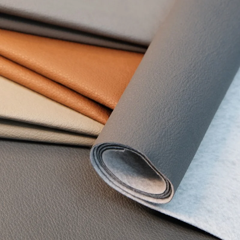 Jiangyin sunrise pvc artificial leather best price non woven backing faux pvc leather for furniture fabric