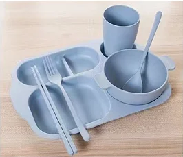 Corporate Promotional Gift Set Custom Wheat Straw 6Pcs Dinner Sets Promotional Business Gifts