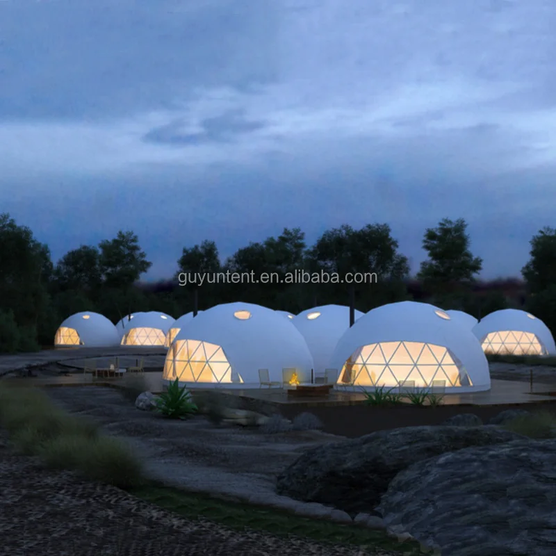 2024 New Design 6M 7M 8M Aluminum Frame Geodesic Glass Dome House Tent For Glamping Resort