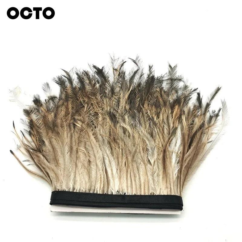 Decorative Clothing Accessory 10-20CM Natural Color Emu Feather Fringe Trim Satin Ribbon Trimming Lace