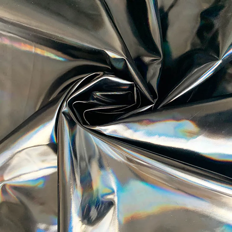 
leather fabric stripe laser pu leather for clothes 