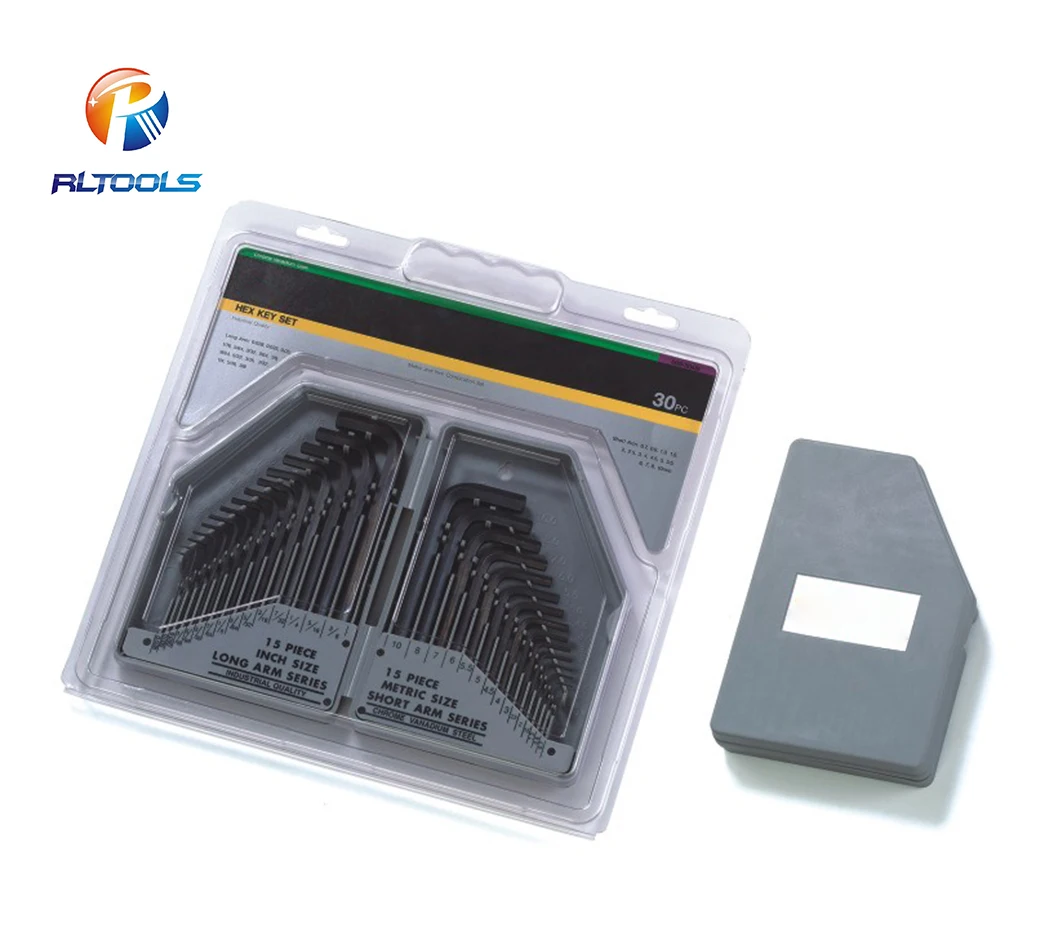 Custom 30PC Iron Allen Key Hex Alloy Steel Hex Allen Stainless steel wrench 1.5mm 2.5mm 4mm 5mm 6mm hex key