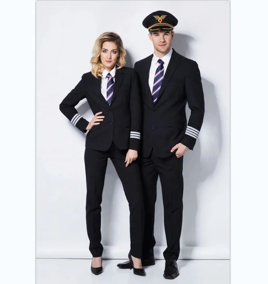 Hot Sale Captain Work Clothes Pilot Uniforms Coat+Pants Security Professional Workwear Airline Suit