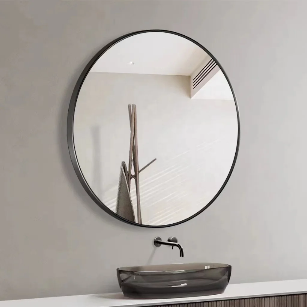 Decorative round aluminium alloy framed home decor big wall mounted bathroom gold round mirror