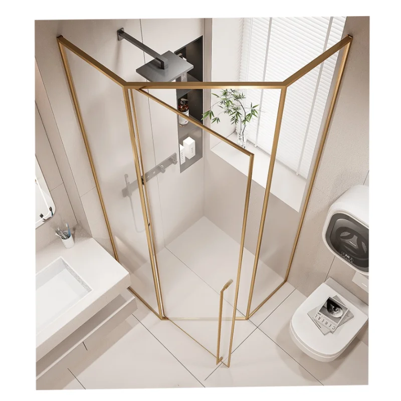 China Modern Design Glass Shower Room Swing Bathroom Glass Shower Doors Shower Cabin Simple Rectangle Straight Aluminium Alloy