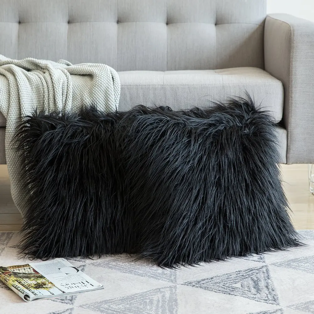 Decorative New Luxury Series Style Faux Fur Throw Pillow Case Cushion Cover for Sofa Bedroom Car