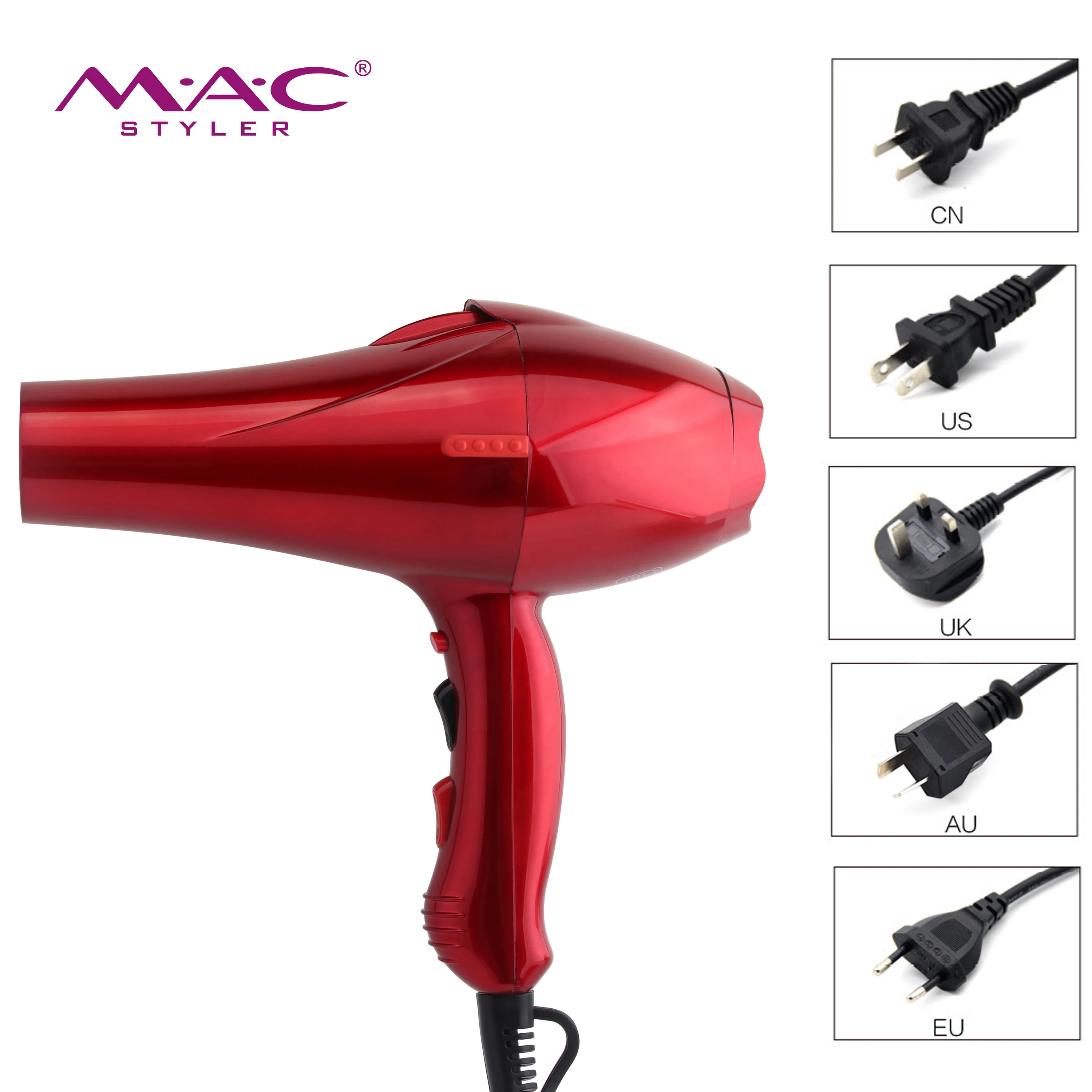 MAC Styler Wholesale 5000W Motor Hair Dryer Red Negative Ion Blow Dryers Ac Motor Hot And Cold Air Blow Dryer