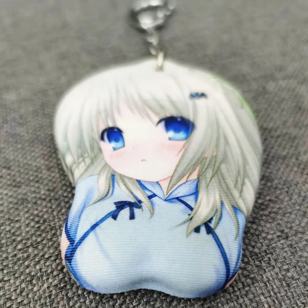 Custom 3D Silicone Gel Tiny Small Cute Mini Anime Breast Oppai Mousepad Keychain for Promotion