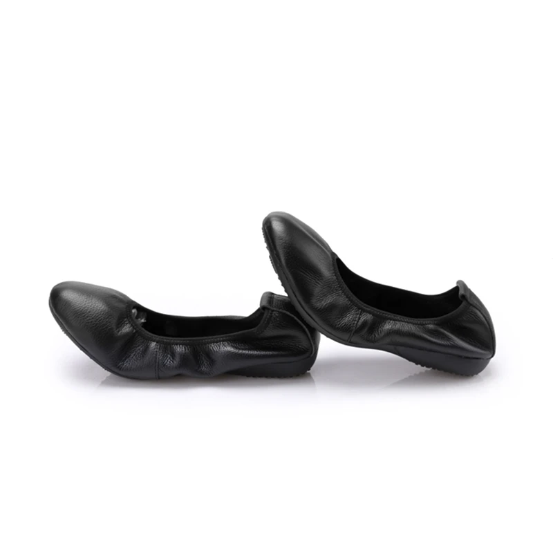 new model classic leather dance shoes ballerina women flat sandals soft sole gym foldable ladies flat shoes