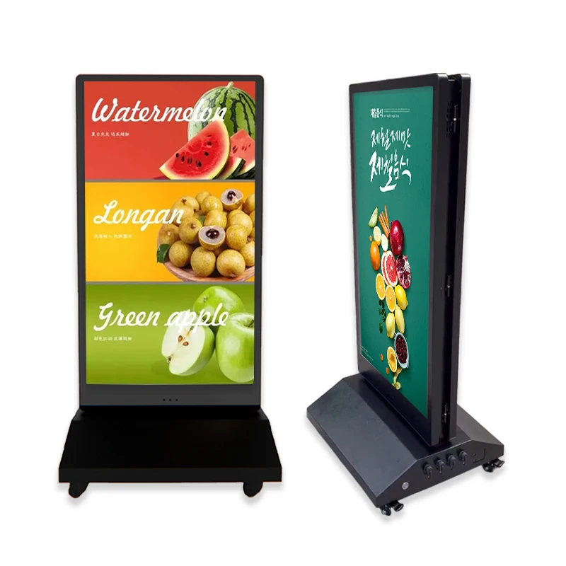 Outdoor Portable Screen 43 Inch Double-sided Portable Battery Powered Display Digital Signage Panel LCD Advertising Machine