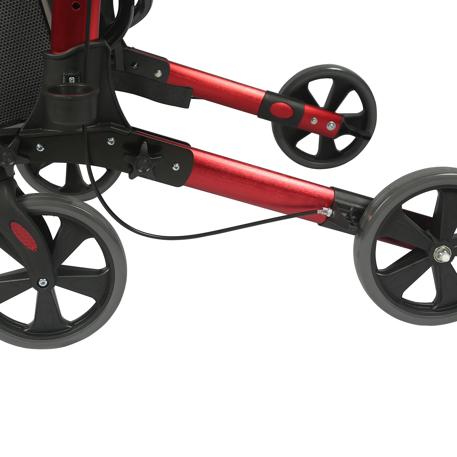 Four Wheels Rollator Walker Four Wheels Stand Up Folding Walker Rolling Mobility Walking Aid with Seat Backrest