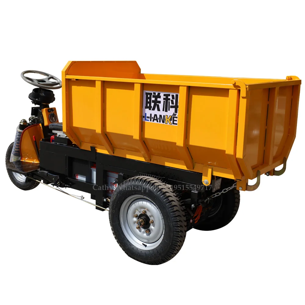 LK135 1.5 ton electric dump truck with hydraulic lifting system, used for transporting ore/concrete
