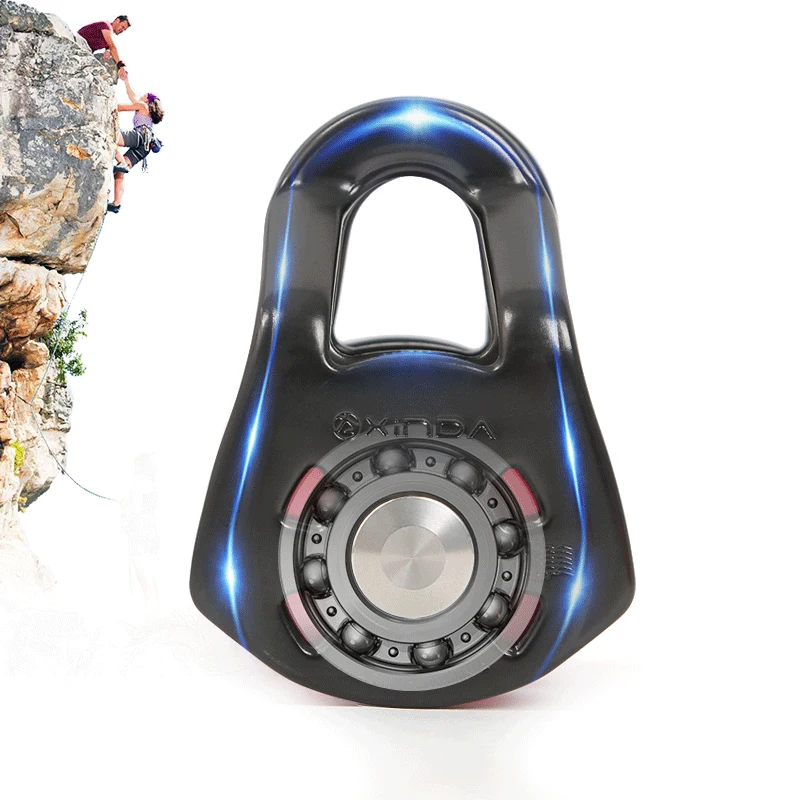 XINDA 360 degree swivel 22kN colorful aluminum alloy triple pulley with ball bearing for outdoor climbing mountaineering