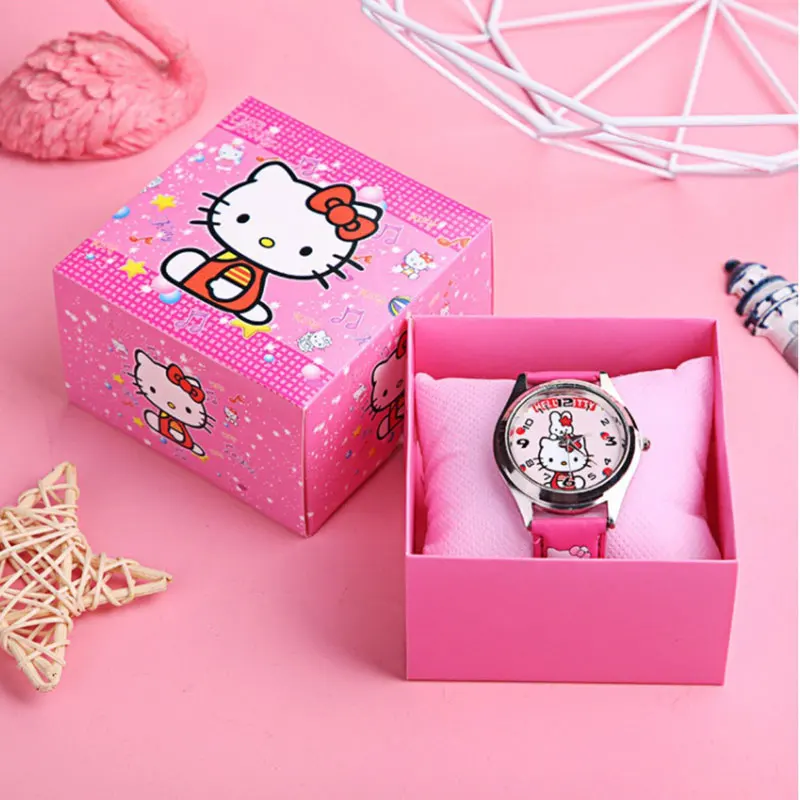Fashion Cartoon Leather Boys Girls Kids Watches with Colorful Retail box Princess Children Clock Watches For Birthday Gifts