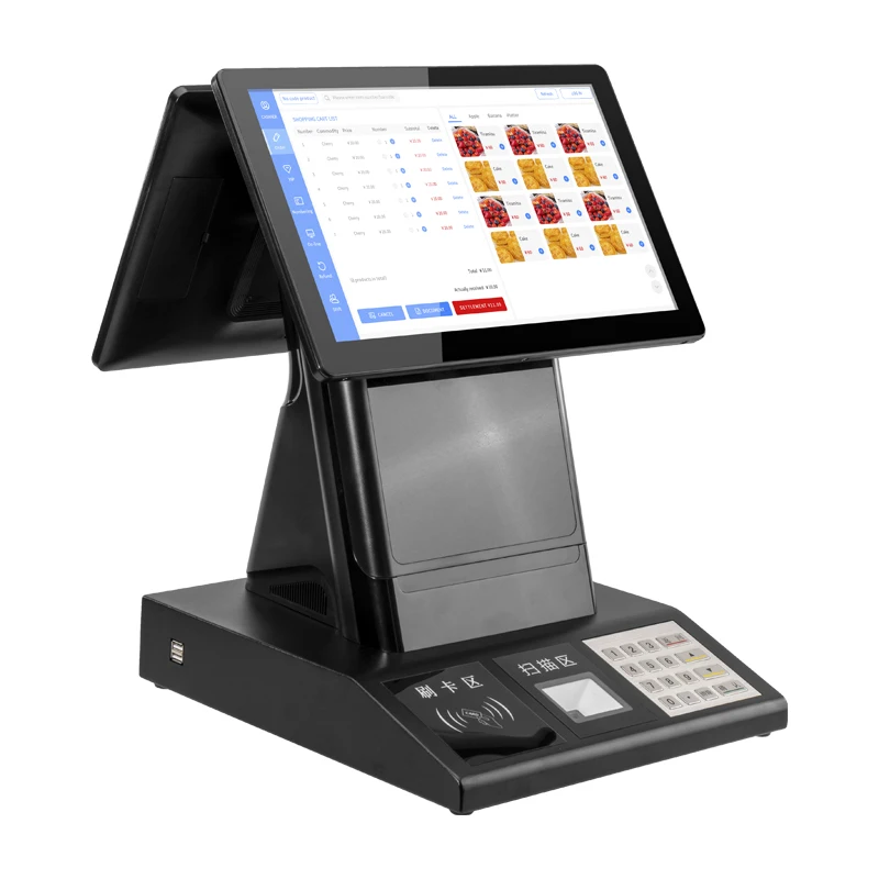 15.6 inch touch Windows system camera ticket kiosk machine with 80mm printer Barcode scanner NFC