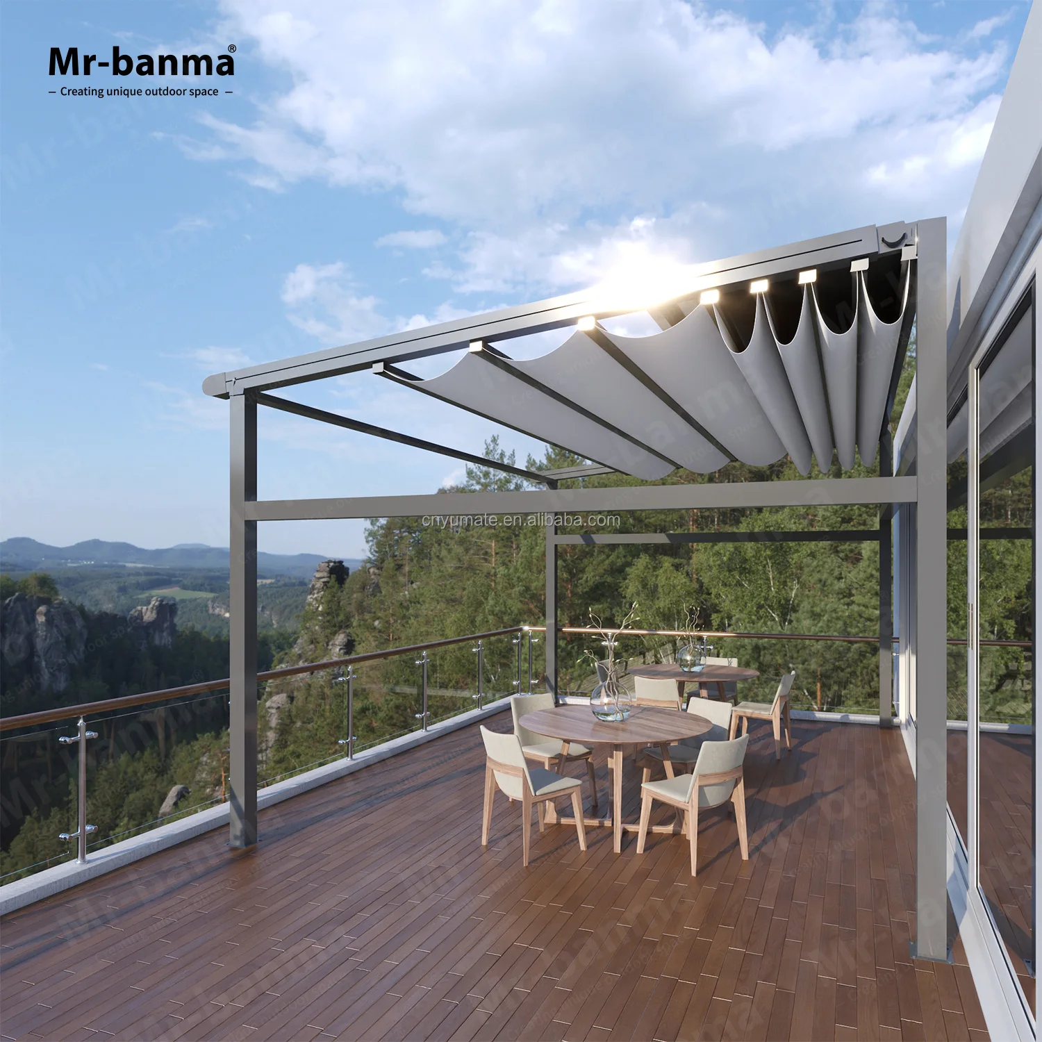 New Arrivals High Quality Aluminium Gazebo Retract Pergola For Backyard Patio  Garden