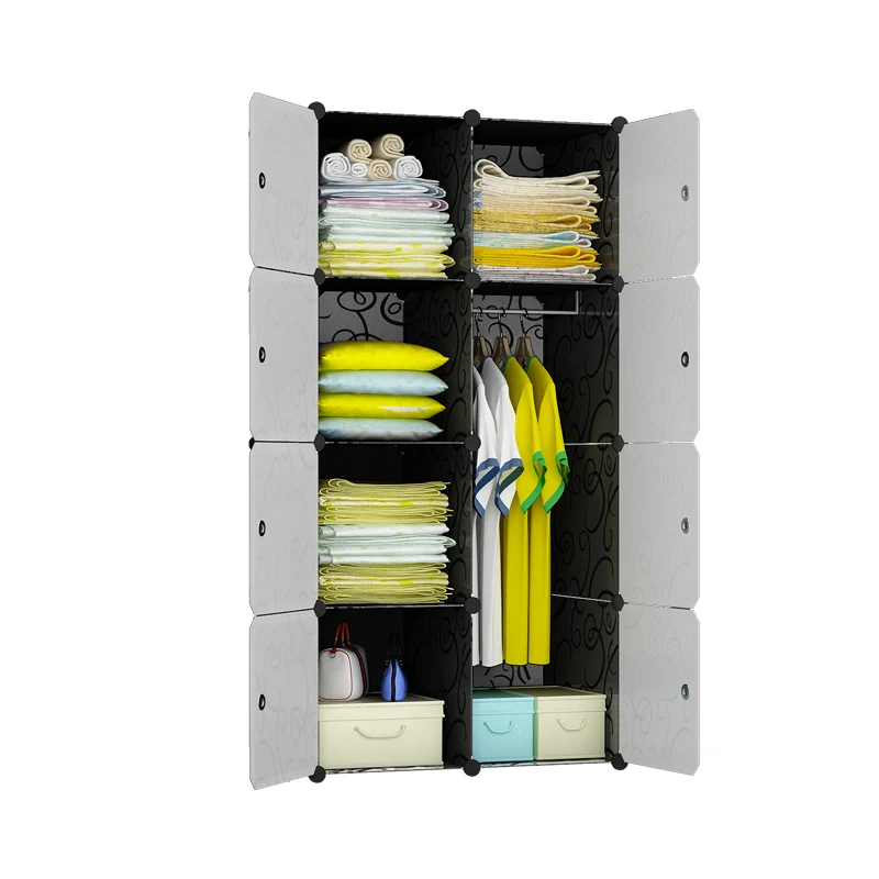 Fashion Modern Plastic Wardrobe Stackable 20 Doors With Shoe Rack,Combination Armoire, Kids Modular Cabinet for Hanging Clothes