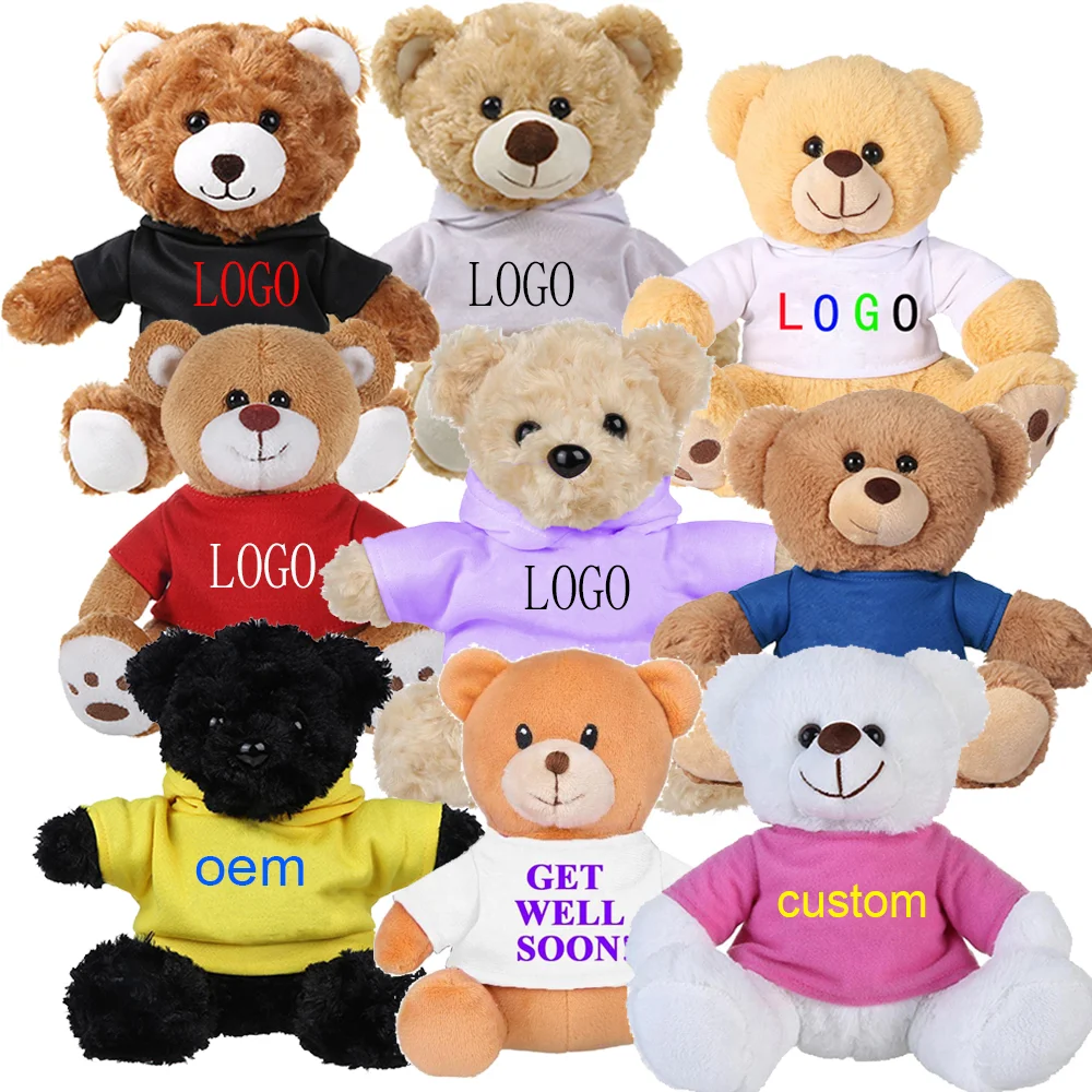 Newest cheap sublimation plush teddy bear t shirts Custom printed LOGO Cute stuffed soft plush toy teddy bear wholesale