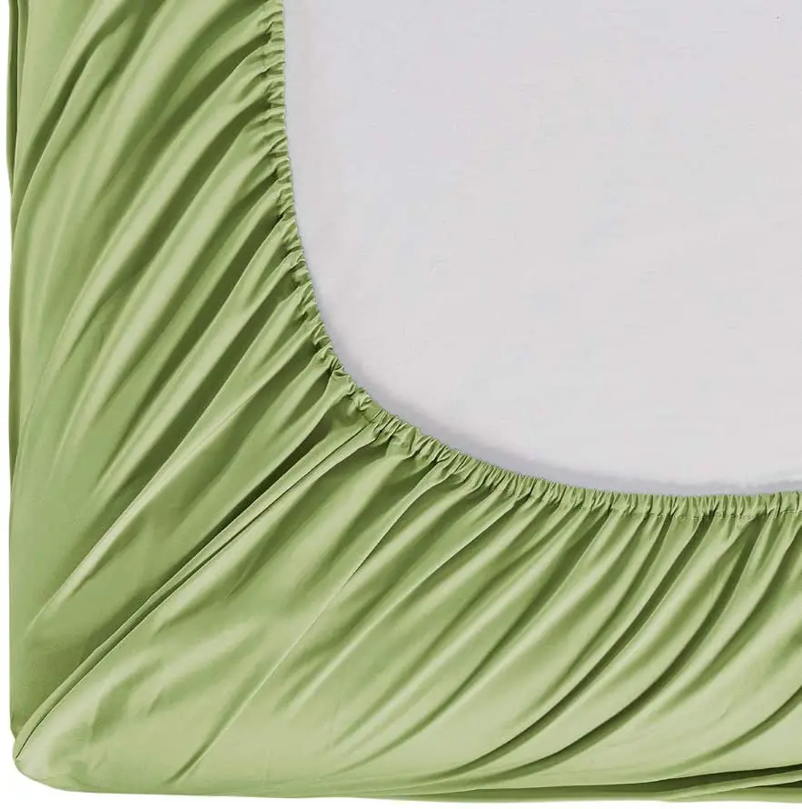 Bed Sheet Set 4 Pcs Cotton Polyester Blend Percale Bed Sheets Wrinkle Free, Breathable Crisp and Refreshing Feeling Sheets GREEN