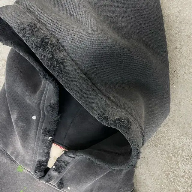 Custom Vintage Oversized Pullover Blanks Hoodies Paints Distressed Sun Faded Acid Wash Hoodie Unisex