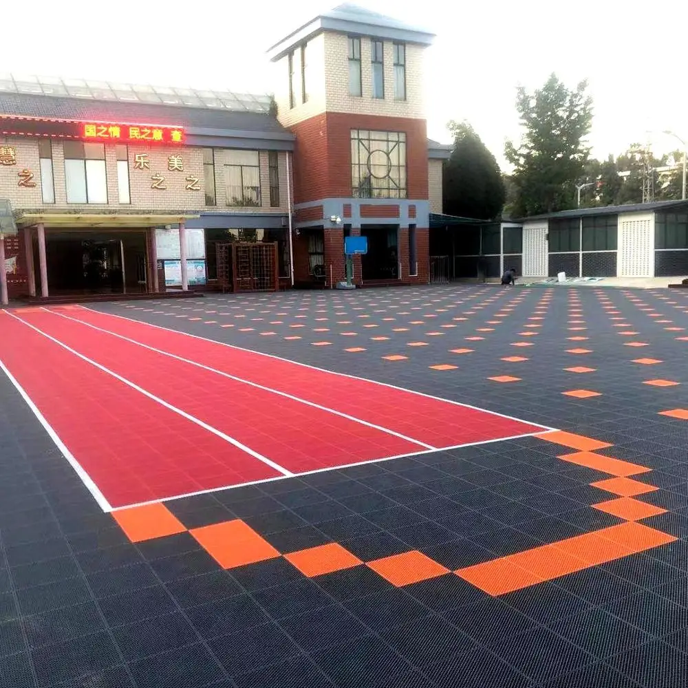 100% new PP interlocking portable sport court material plastic tiles temporary basketball court wood flooring