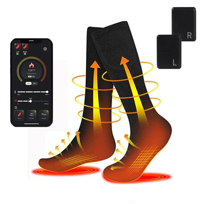 6000mAh Heat Tech Smart Warm Electric Heated Warming Work Ski Socks Rechargeable Battery Chaussettes Chauffantes