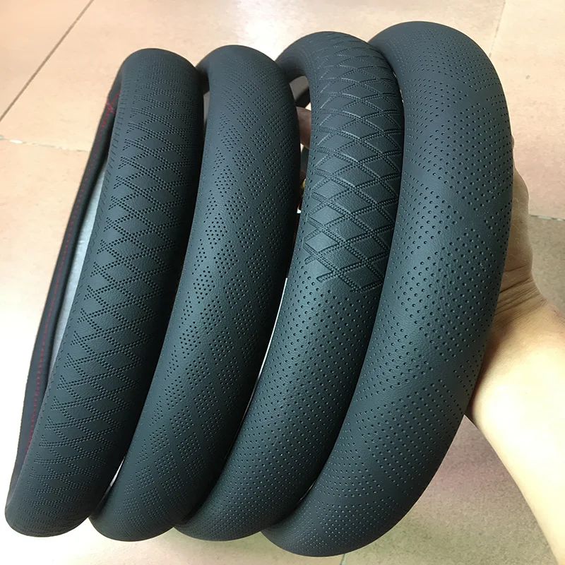 Cheap price fiber leather perforated car steering wheel covers manufacturer for toyota