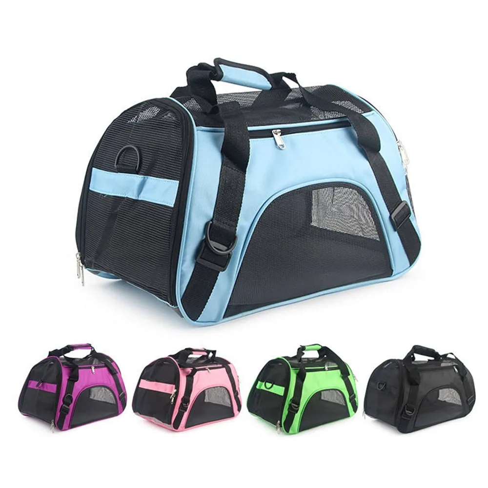 TIZE Pet Reflective Airline Approved Durable Breathable Foldable Soft Sided Mesh Outdoor Pet Dog Carrier Carrying Travel Bag