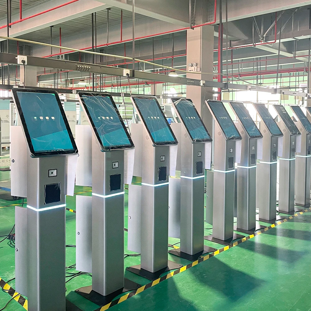 21 5 'стоячий напольный киоск с карточкой штрих-кодом Qr принтер устройство для ухода за лицом самостоятельного заказа отпечатков пальцев оплаты наличных денег